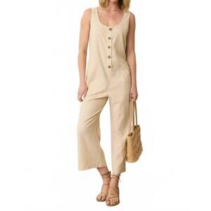 NEW MARINE LAYER sydney beach jumpsuit in natural stripe